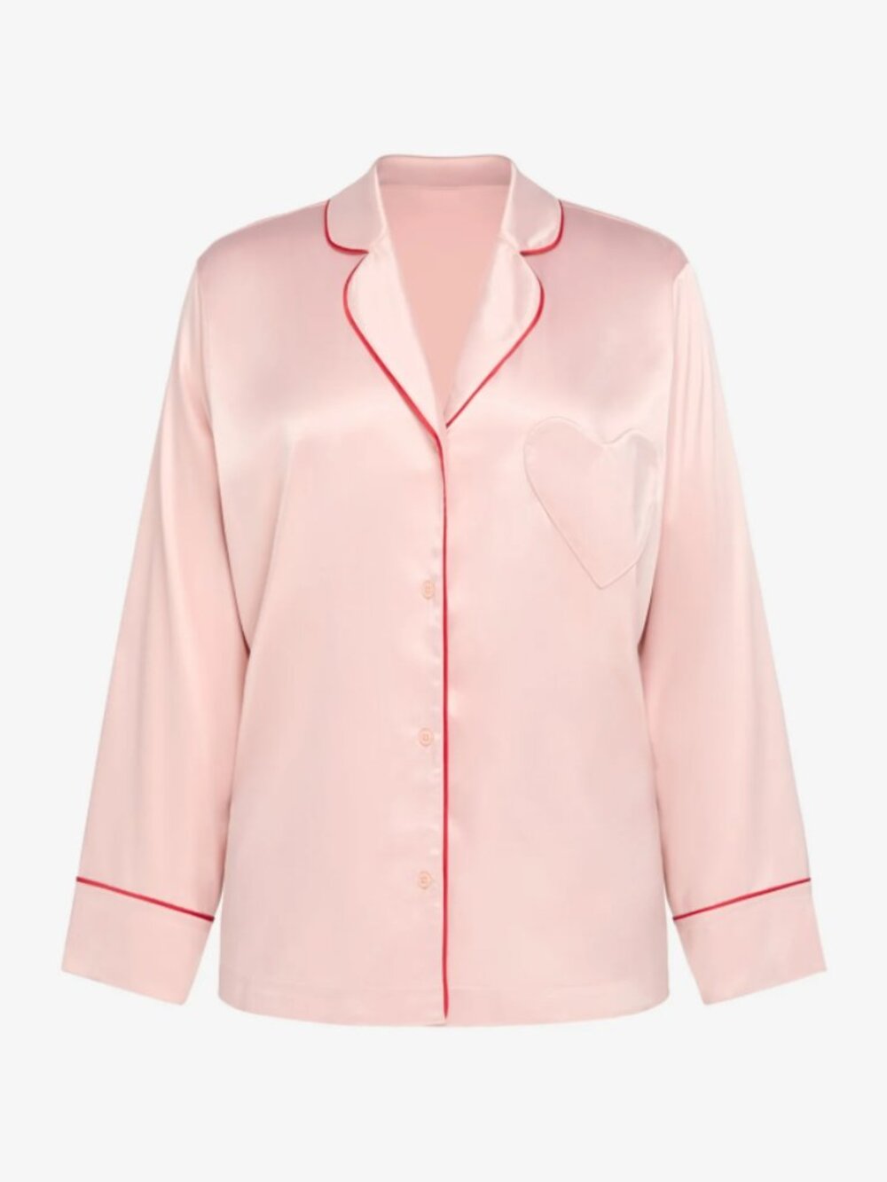 NWT Savage X Fenty Satin Ever After Sleep Shirt with Heart Pocket Retro Rose M